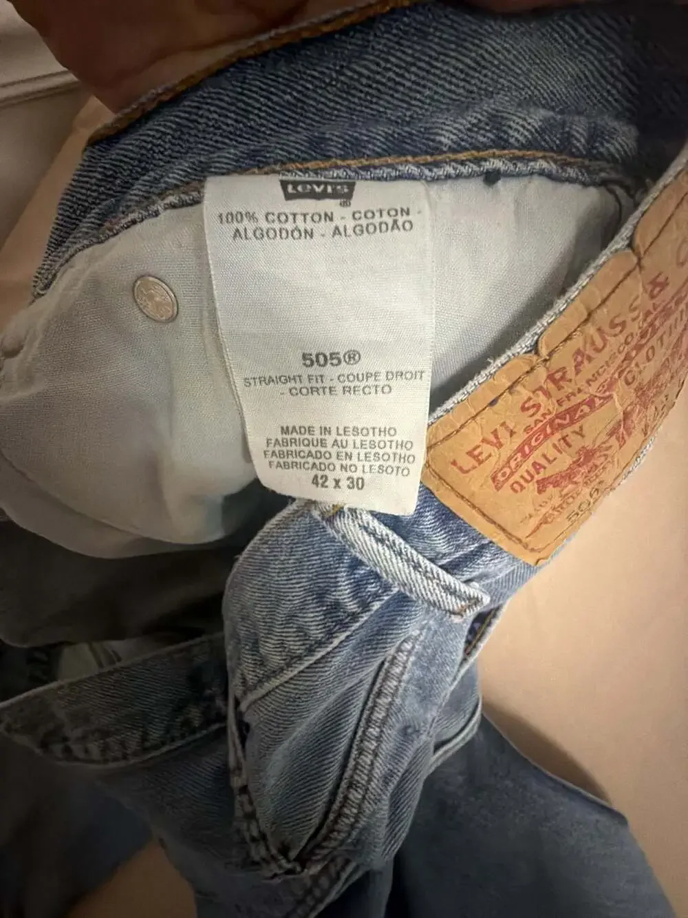 Levi's 505 Straight Fit Denim Jeans Men's 42x30 Medium Wash Blue